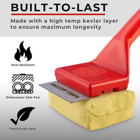 Image of BBQ Replaceable Scraper Cleaning Head, Bristle Free - Durable and Unique Scraper Tools for Cast Iron or Stainless-Steel Grates, Barbecue Cleaner (+ Aqua Can Cooler)