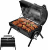 Adjustable Portable Charcoal Grill Multi-Functional Metal Small BBQ Smoker for Outdoor Hiking Picnic(Black)