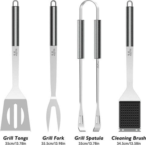 Image of 75PCS Grill Accessories, Stainless Steel Grill Set with Spatula, Thermometer and Cleaning Brush, Perfect BBQ Accessories Gift Set for Dad, Durable Grill Tools for Outdoors Camping and BBQ