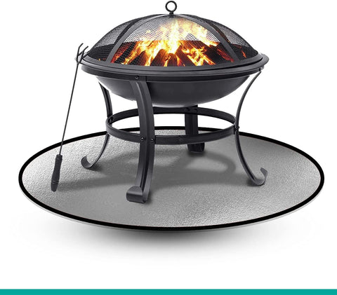 Image of Fire Pit Mat - round Fireproof Mat for under Fire Pit - Easy to Clean Heat Resistant under Grill Mats for Outdoor Grill - Heat Shield Rug Great as a Grill Mat, Smoker Pad, on Patio (24 In)
