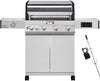 Monument Grills Denali D405 4-Burner Liquid Propane Gas Smart Bbq Grill Stainless Steel with Rotisserie Kit(2 Items)