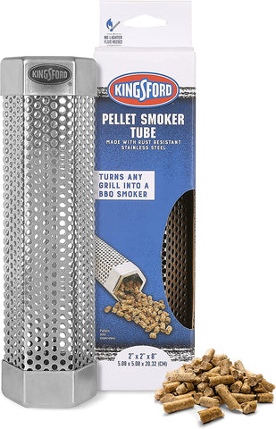 Image of 8 Inch Pellet Smoker Tube Hexagon with Box | Pellet Tube Smoker Turns Any Grill into BBQ Smoker | Pellet Smoker Tube, Pellet Smoker Box, Grilling Tools, Smoker Pellets from ,Silver