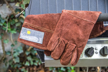 F234 Small/Large Grill Gloves, Brown Leather