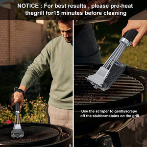 Grill Brush and Scraper,2 Pack BBQ Grill Cleaning Brush 18" Stainless Steel Wire Bristle BBQ Grill Cleaner Brush Scraper Accessories for Gas Grill Weber Charcoal Porcelain Ceramic Iron Grill