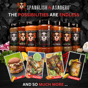 Spanglish Asadero 10Oz Spicy Al Pastor | Mexican Seasoning for Steak, Chicken, Pork, Lamb, and Elote | Low Sodium, Gluten-Free BBQ Rub for Smoking or Grilling