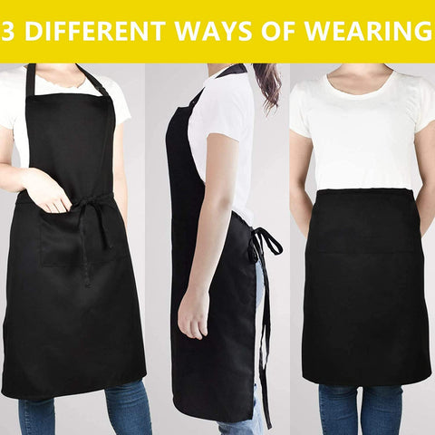 Image of Chef Apron for Men and Women Professional for Cooking with Pockets - Adjustable - Bib Aprons - Water & Oil Resistant - 1 Pack, Black