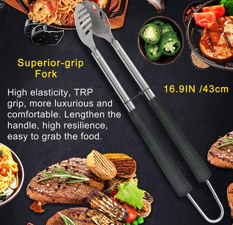 Image of 7Pcs Golf-Club Style BBQ Grill Accessories Kit with Rubber Handle - Stainless Steel BBQ Tools Set in Bag for Camping - Premium Grilling Utensils Set Ideal Christmas Birthday Gifts for Men Women