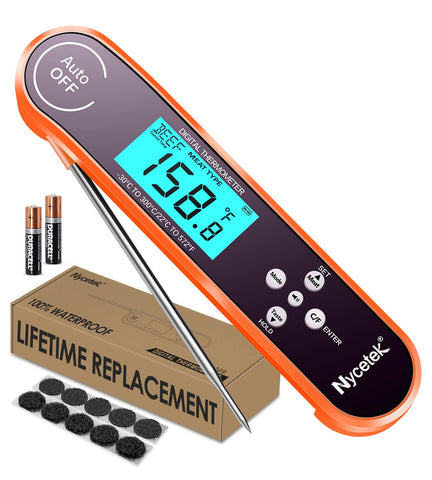 Image of Digital Cooking Thermometer, Accurate & Waterproof Instant Read Meat Thermometer with Backlit, Calibration, Probe, Food Thermometer for Kitchen, Grilling, Candy, BBQ, Oil Fry, Baking and More