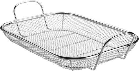Image of WUWEOT Grill Basket, Vegetable Barbecue Basket, 15" X 11" Stainless Steel Square Wire Mesh Grilling Basket Roasting Pan with Two Handles for Vegetables, Chicken, Meats and Fish