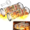 2 Pack Rolling Grill Basket BBQ Net Tube Stainless Steel BBQ Wire Mesh Cylinder Grilling Basket Portable Outdoor Camping Barbecue Rack for Fish, Shrimp, Meat, Vegetables, Fries, 11.8X3.5 Inch
