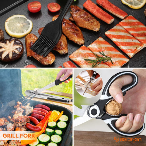 Image of Griddle Accessories Kit, 34Pcs Stainless Steel Flat Top Grill Tools Set for Blackstone and Camp Chef, Grilling Spatula Set, Scraper, Carry Bag, Grill Cleaning Accessories for Men Outdoor BBQ