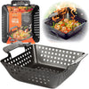 Barbecue Grilling Wok - Heavy Duty Non-Stick BBQ Grill Basket W Stainless Steel Handles - 3" Deep Pan Keeps Meat & Vegetables inside - Indoor Outdoor Use - Great for Summer Bbqs and Father'S Day Gift