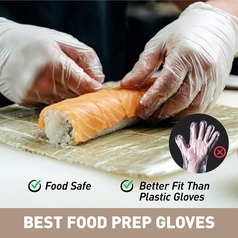 Image of Disposable Gloves M, Food Safe| Latex-Free and Powder-Free Clear Vinyl Gloves for Cooking, Food Prep, Household Cleaning, Exam| Medium,100 Counts/Box
