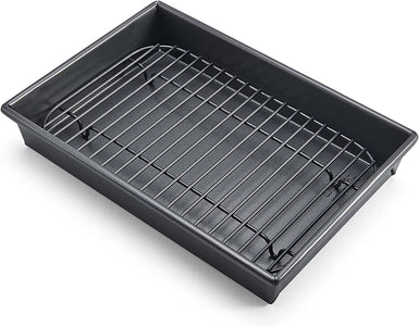 Chicago Metallic 26639 Petite Roast Pan with Rack, Grey, 10-Inch-By-7-Inch