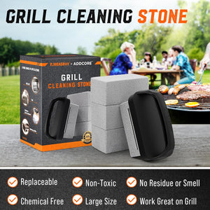 Grill Cleaner,Larger Size Grill Cleaning Stone with Heat-Resistant Handle,Non-Toxic Material Grill Cleaning Blocks Removing Stains for BBQ, Swimming Pool, Sink(4 Pack)