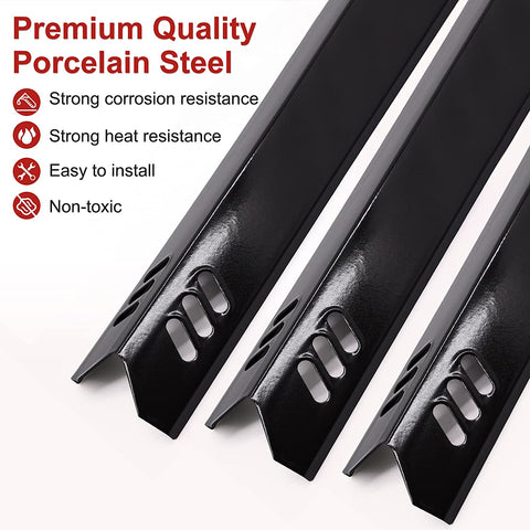 Image of 15 Inch Porcelain Grill Heat Shields Replacment for Dyna-Glo DGF510SBP, DGF493BNP, Set of 4 Barbeque Grill Heat Plates for Backyard Grill Replacement Parts BY15-101-001-02, BY13-101-001-13, GBC1460W