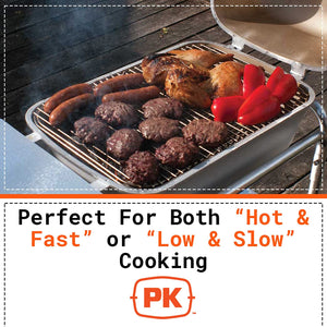 PK Grills PKO-SCAX-X Charcoal BBQ Grill and Smoker Combo, Regular, Silver