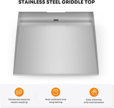 Image of Stainless Steel Flat Top Griddle for Blackstone 17 Inch Tabletop Grill Station, Griddle Replacement Top with Rear Grease System