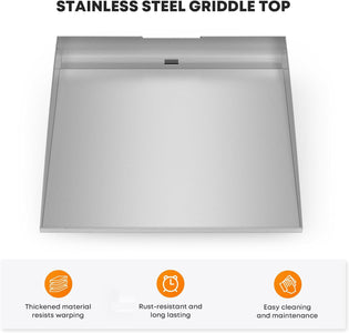 Stainless Steel Flat Top Griddle for Blackstone 17 Inch Tabletop Grill Station, Griddle Replacement Top with Rear Grease System