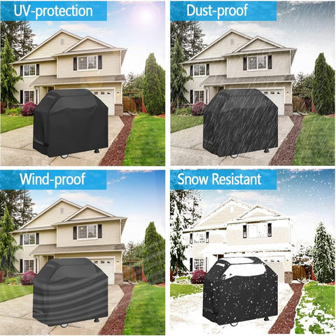Image of Grill Cover, Waterproof BBQ Grill Cover, 58 Inch Rip-Proof and Anti-Uv Barbecue Gas Grill Cover Compatible for Weber Char-Broil Nexgrill Grills and More