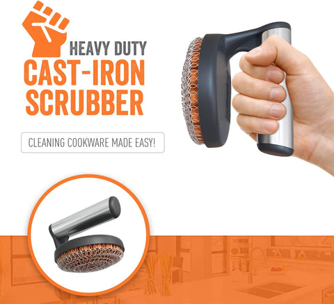 Image of ™ Cast Iron Skillet Cleaner the Cast Iron Scrubber and Grill Brush - Perfect for Cleaning Cast Iron Cookware - Grills and Griddles - Built with Welded Stainless Steel Rings