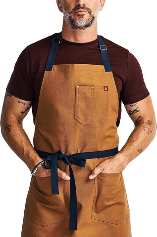 Image of Essential Apron - Professional Chef Apron with Pockets & Adjustable Bib Strap for Cooking & Grilling - Kitchen Aprons for Men & Women - 12Oz 100% Cotton Canvas Fabric - Denver Brown