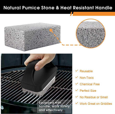 Image of Heavy Duty Grill Cleaner, Grill Cleaning Bricks with Handle, Pumice Griddle Cleaning Stone Removing Stains for BBQ, Swimming Pool, Sink(4 Pack)
