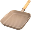 Grill Pan, Nonstick Square Steak Pan 9.5 Inch with Wooden Handle and Pour Spout