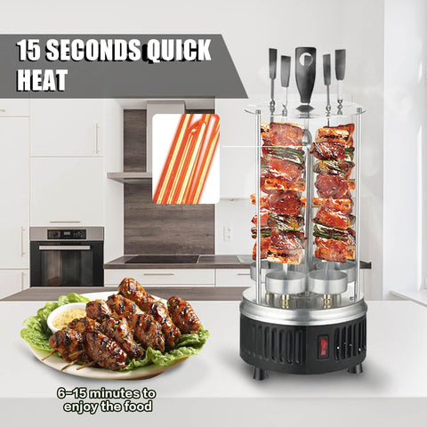 Image of AUPLEX Vertical Rotisserie Oven Countertop Shawarma Machine with 5 Skewers Kebab Electric Cooker Rotating Stainless Steel Oven for Home BBQ Thanksgiving Christmas-1000W, Silver