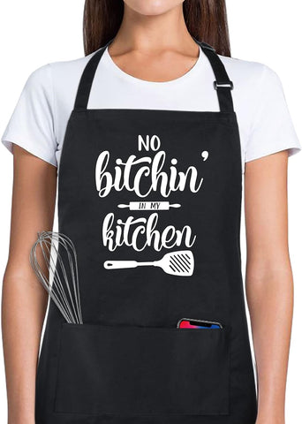 Image of 100% Cotton Funny Apron for Women Men with 2 Pockets Kitchen Cooking Adjustable Chef Apron Gifts for Wife Husband Mother'S Day