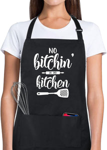 100% Cotton Funny Apron for Women Men with 2 Pockets Kitchen Cooking Adjustable Chef Apron Gifts for Wife Husband Mother'S Day