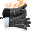 Kitchen Oven Gloves - Silicone and Cotton Double-Layer Heat Resistant Oven Mitts/Bbq Gloves/Grill Gloves - Perfect for Baking and Grilling - 1 Pair (XL-XXXL, Black Long)