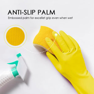 Reusable Latex Gloves for Dishwashing Cleaning,Water Resistant Household Gloves for Kitchen Bathroom
