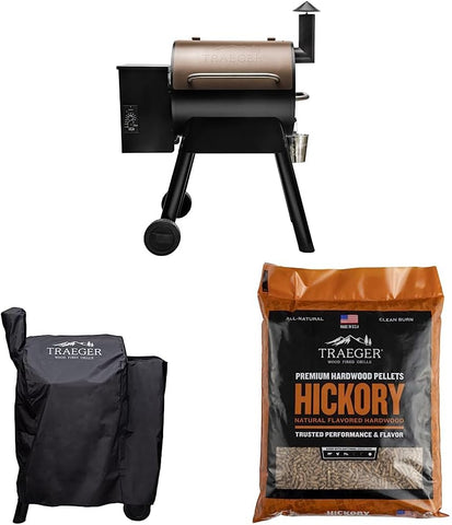 Image of Grills Pro Series 22 Electric Wood Pellet Grill and Smoker, Bronze, Extra Large & Full-Length Grill Cover & Grills Hickory 100% All-Natural Wood Pellets for Smokers and Pellet Grills