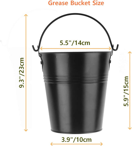 Image of Drip Grease Bucket and 12-Pack Liners for Traeger 20/22/34 Series, Pit Boss Etc Pellet Grill Smoker (Black 12)