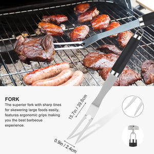 30PCS BBQ Grill Tools Set with Thermometer and Meat Injector. Extra Thick Steel Spatula, Fork& Tongs - Complete Grilling Accessories in Portable Bag - Perfect Grill Gifts for Men and Women