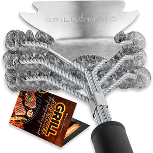 Grill Brush Bristle Free, Safe BBQ Brush Cleaner and Scraper for Outdoor Grill, 18” Stainless Grill Grate Scrubber, Cleaning Brushes for Porcelain, Weber, Gas, & Charcoal, Best Grill Accessories Gifts