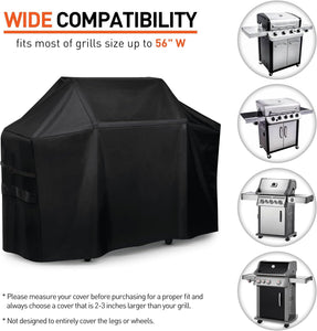 Arcedo Grill Cover 58 Inch, Heavy Duty BBQ Gas Grill Cover, Waterproof Outdoor Charcoal Barbecue Grill Cover, Sturdy and Well Made, Fits Weber Charbroil Napoleon Nexgrill Brinkmann and More Grill