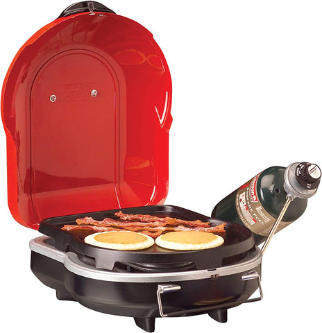 Image of Fold N Go 1-Burner Propane Grill, Lightweight & Portable Grill with Push-Button Starter, Adjustable Horseshoe Burner, Built-In Handle, & 6,000 Btus of Power for Camping, Tailgating, Grilling