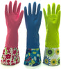 Reusable Waterproof Household Rubber Latex Cleaning Gloves, Kitchen Gloves - Pack of 3