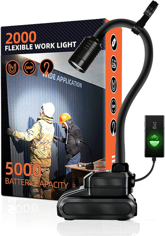 Image of LED Work Light, 2000 Lumen Flexible Gooseneck Flashlight with Magnetic Base, Adjustable Grill Light, Job Site Light for Work Bench, Auto-Repairing, Reading, Emergency and Bbq(Rechargeable)