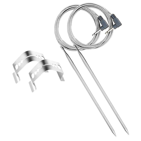 Image of Thermometer Probe with Clips, Set of 2 Waterproof Meat Probe Replacement for Maverick ET-732/733 and Ivation IVA-WLTHERM IVAWT738