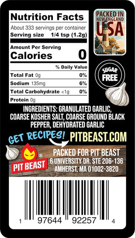 Image of Pit Beast Garlic AF - Garlic, Salt, and Pepper BBQ Rub Seasoning | ALL PURPOSE EXTREME GARLIC FLAVOR SPICE BLEND | Chicken, Pasta, Veggies, Dips, Bread, Beef, Pork | 14Oz.