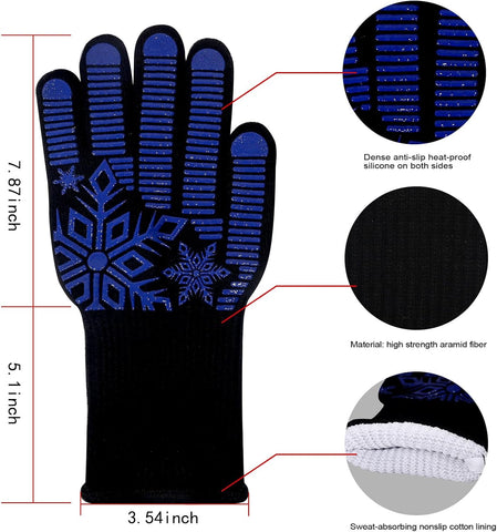 Image of BBQ Oven Glove - Grilling Gloves Heat and Flame Protection Resistant 1472℉ Silicone Non - Extended Wrist for Additional Safety - Ideal for Outdoor Cooking, Grilling, Barbeque - Women/Men Dad for Gifts