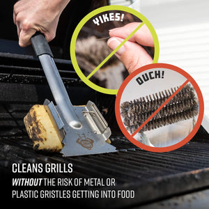 - Bristle Free Grill Brush with Removable Brush Head and Built-In Scraper - Barbeque Cleaner for Outdoor Appliances and Grills - Removes Grime and Dirt