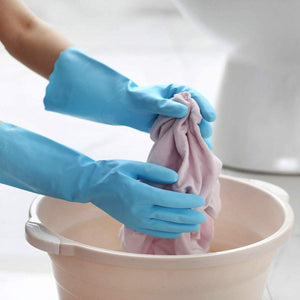 Household Cleaning Gloves - 2 Pairs Reusable Kitchen Dishwashing Gloves with Latex Free, Cotton Lining, Waterproof, Non-Slip, Ideal for Dishes, Household Chores, and Gardening (Medium)