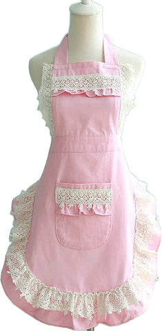 Image of Lovely Home Work Adjustable Apron Cake Kitchen Cooking Women Girls Aprons with Pocket for Gift, Pink