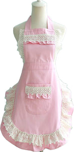 Lovely Home Work Adjustable Apron Cake Kitchen Cooking Women Girls Aprons with Pocket for Gift, Pink