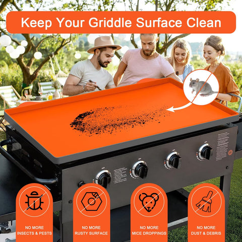 Image of Griddle Mat for Blackstone Grill: 36 Inch Heavy Duty Food Grade Silicone Griddle Cover, Non-Stick Reusable BBQ Grill Mat for Outdoor Grill, Grill Accessories Protect Your Griddle from Dirt & Rust.