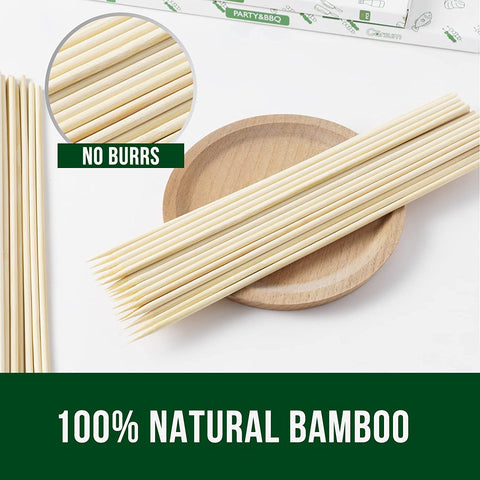 Image of Garsum Natural BBQ Bamboo Skewers, Wooden Skewers for Assorted Fruits, Kebabs, Grill, Highly Renewable Natural Resources, Suitable for Kitchen, Party, Food Catering and Crafting 6"(100 PCS)